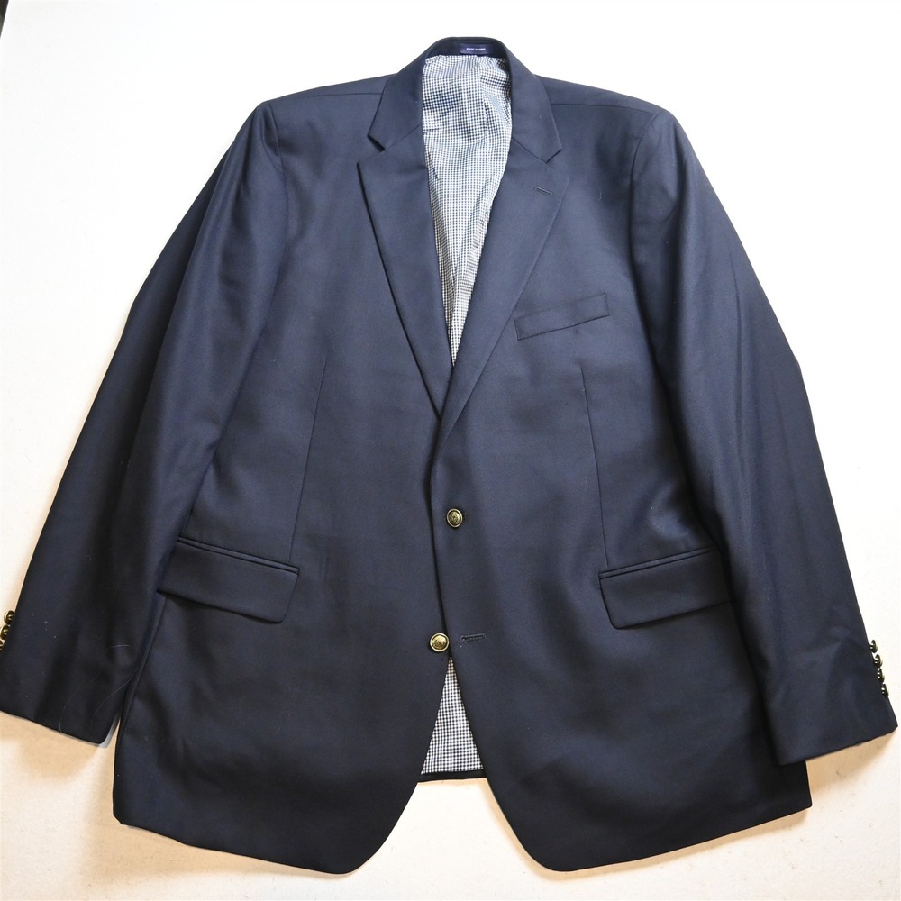 Stafford 50L Navy Blue 100% Wool Gold Button Mens Blazer Suit Jacket Sport Coat